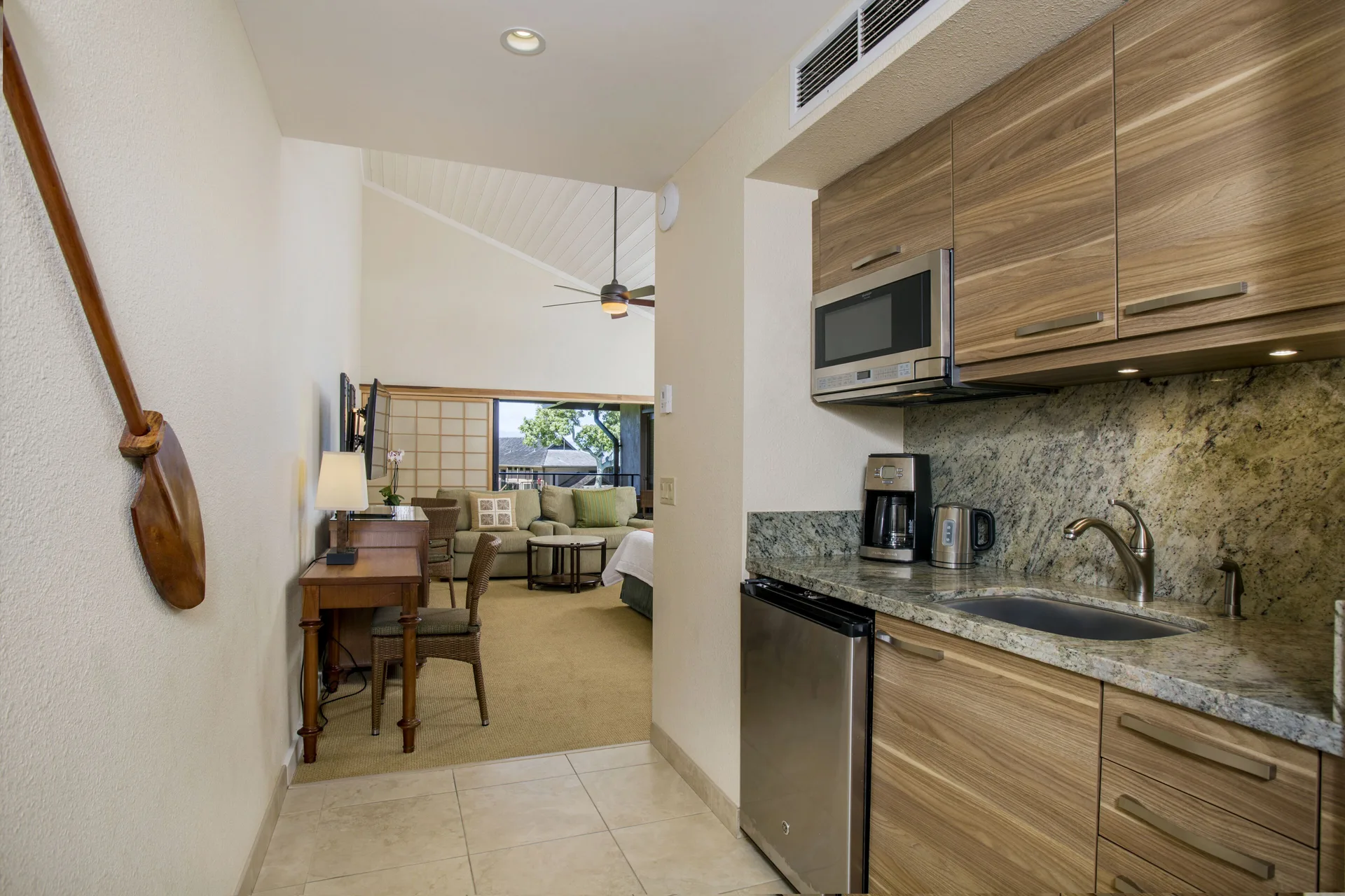 Standard Room kitchenette and living area at Napili Kai Beach Resort.