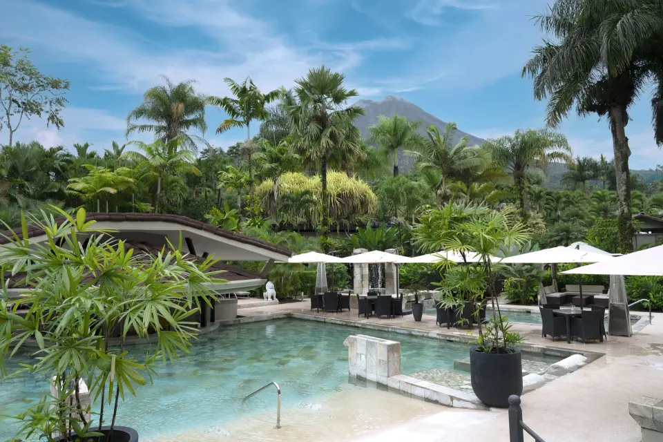 The Royal Corin Thermal Water Spa & Resort luxury thermal-water resort with pool terraces in La Fortuna, Costa Rica.