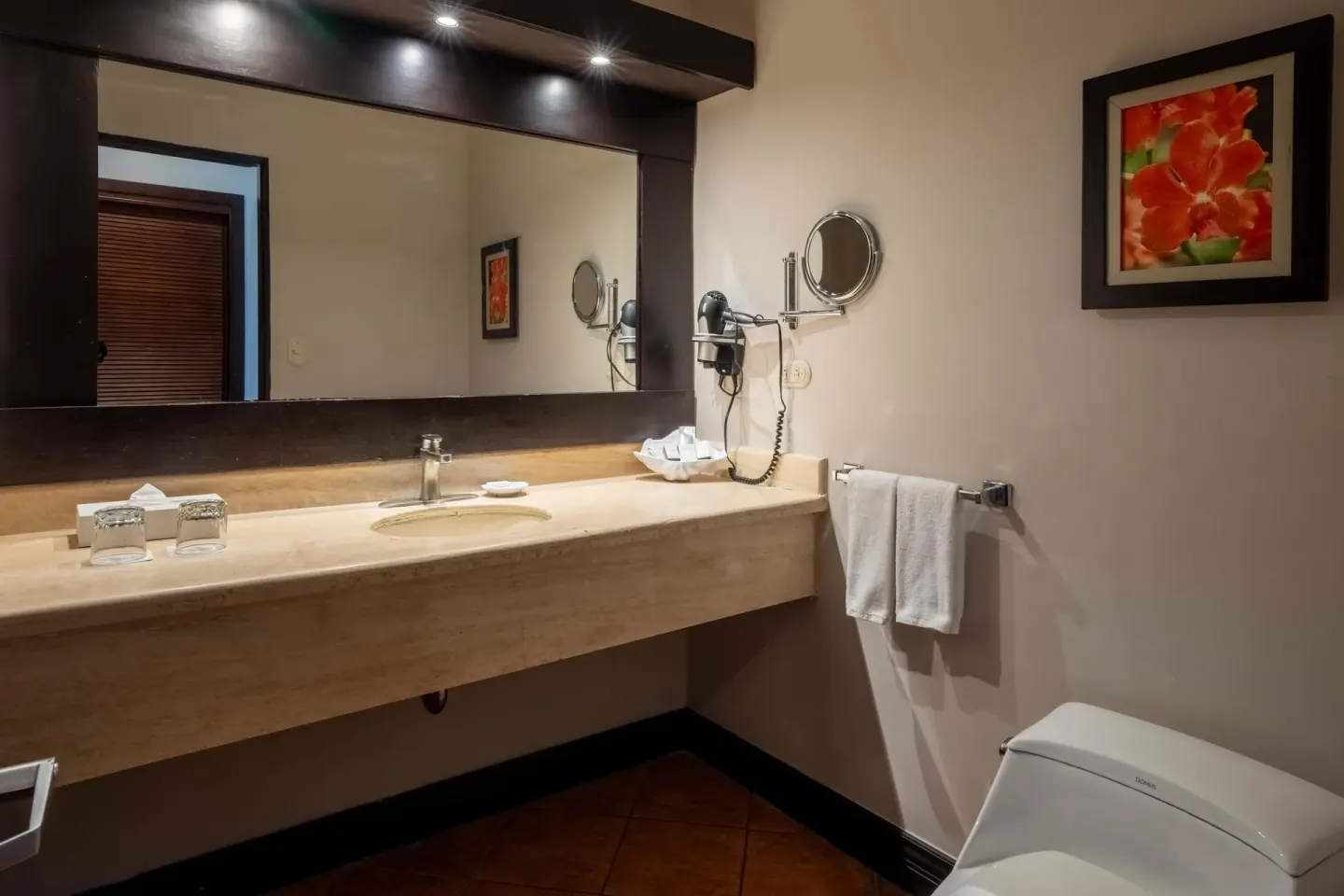 Deluxe Room Bay View bathroom vanity at Occidental Papagayo.