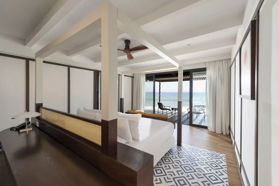 Privilege Master Suite bed area opening to an ocean-front terrace at Ocean Coral Spring.
