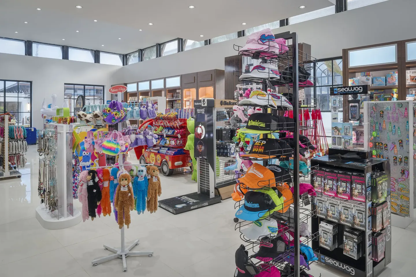 Bright resort shop with souvenirs, toys and swim gear at Ocean El Faro Resort.