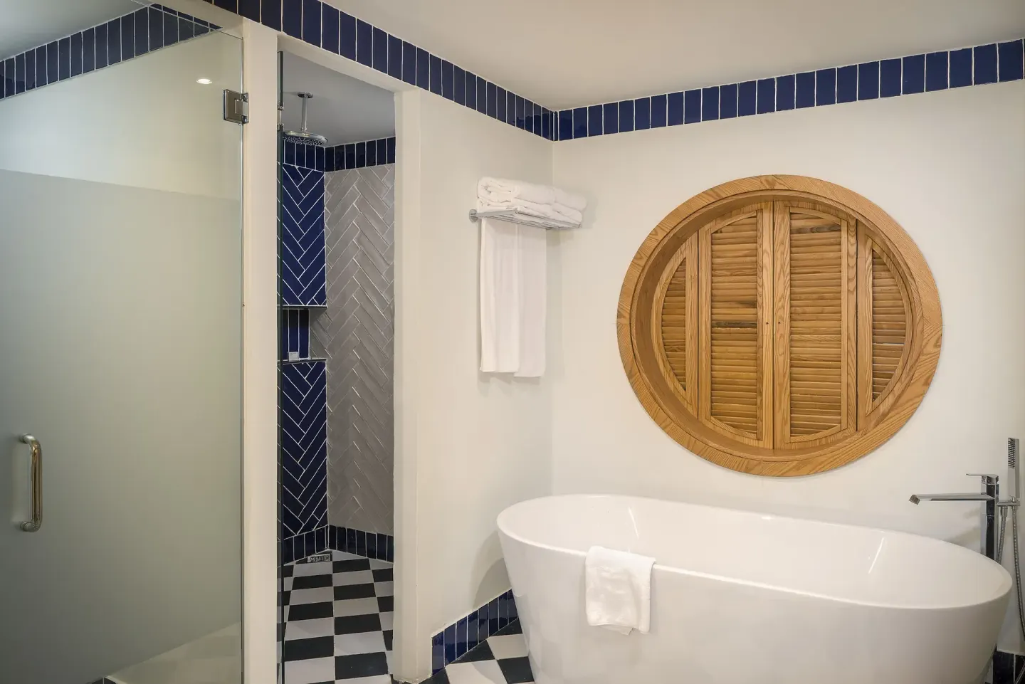 Privilege Master Suite Swim Up bathroom tub and shower at Ocean El Faro Resort.