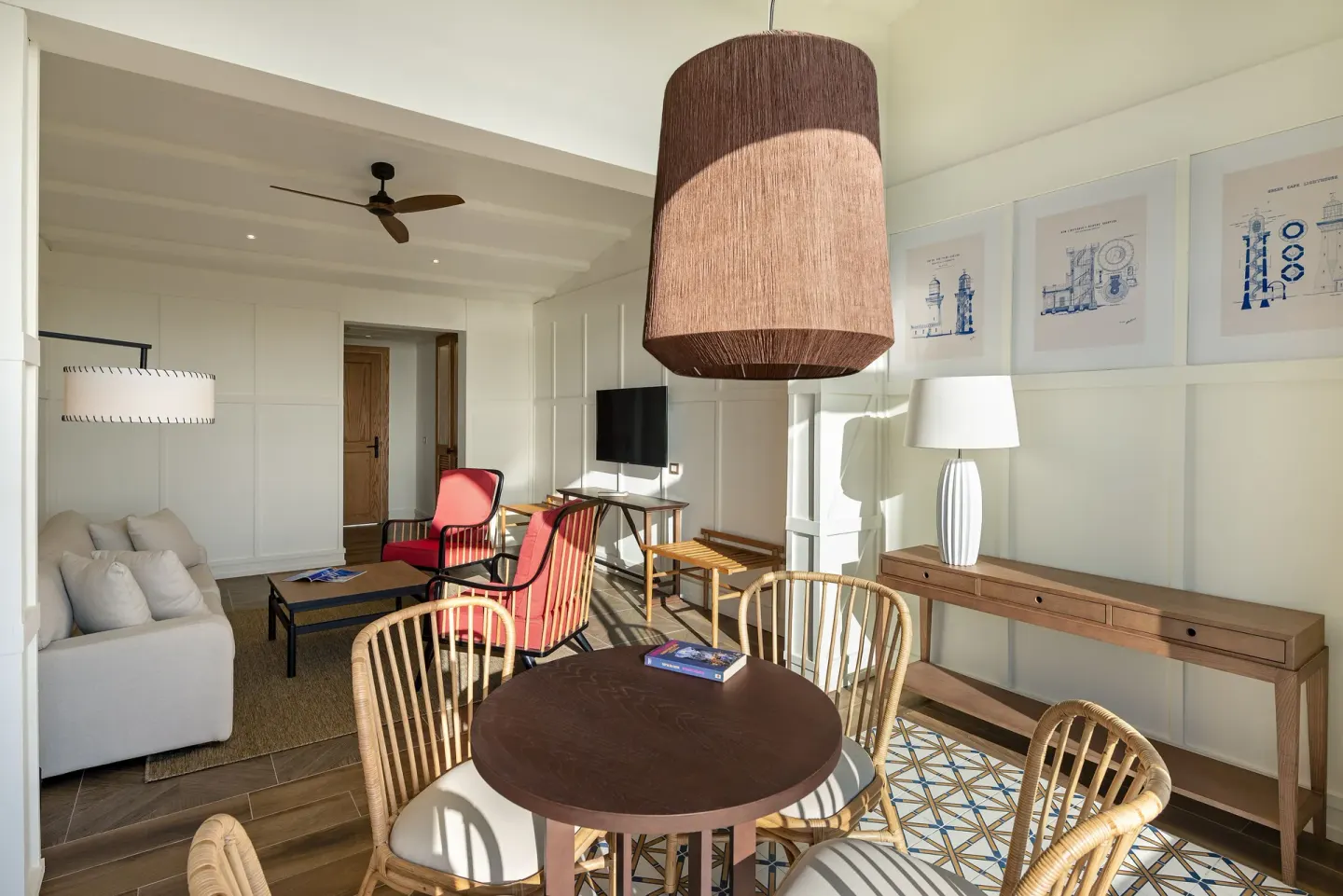 Royal Master Suite Ocean El Faro Resort dining nook and living area at Ocean El Faro Resort.