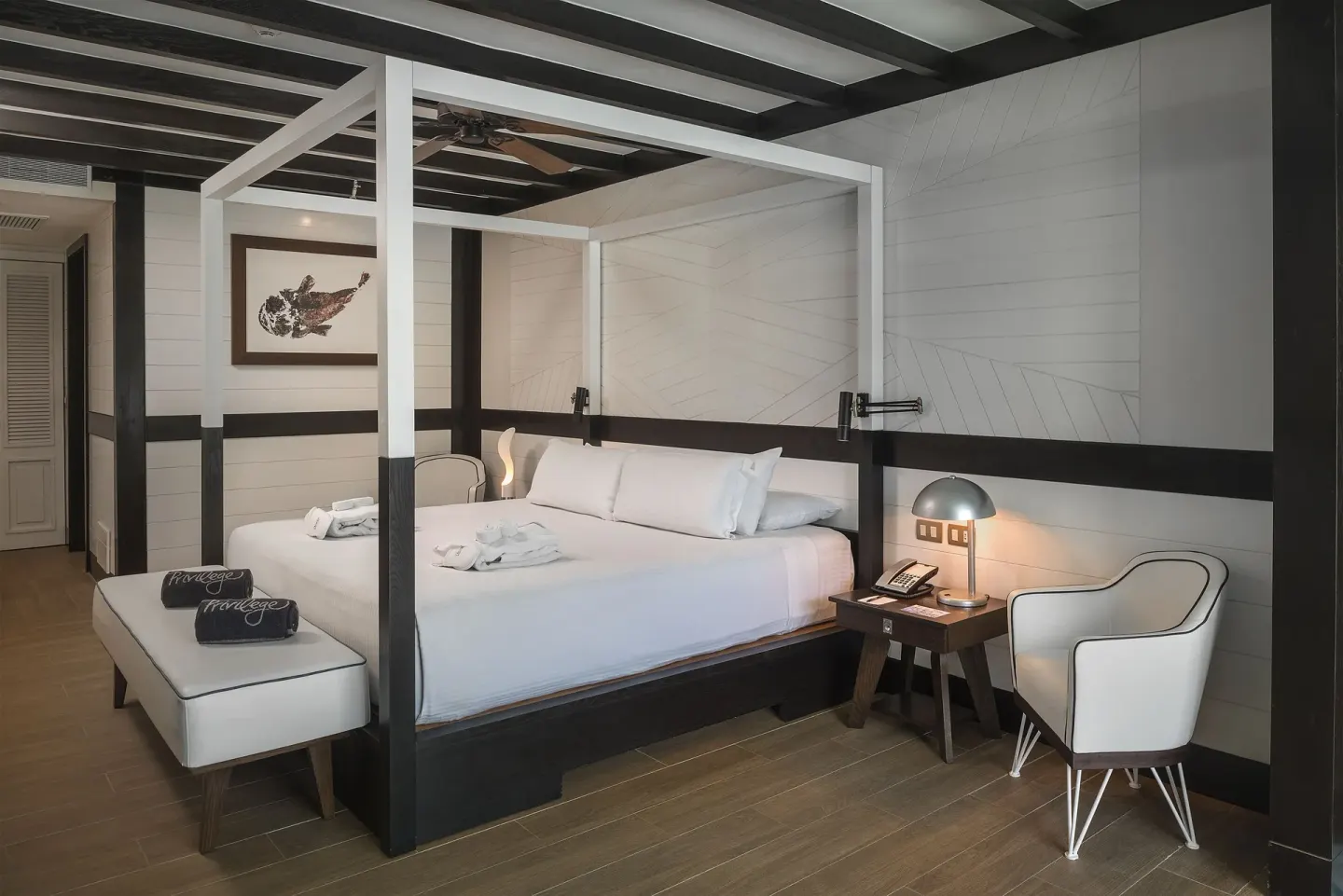 Privilege Master Suite Nature View bedroom with king bed at Ocean Riviera Paradise.