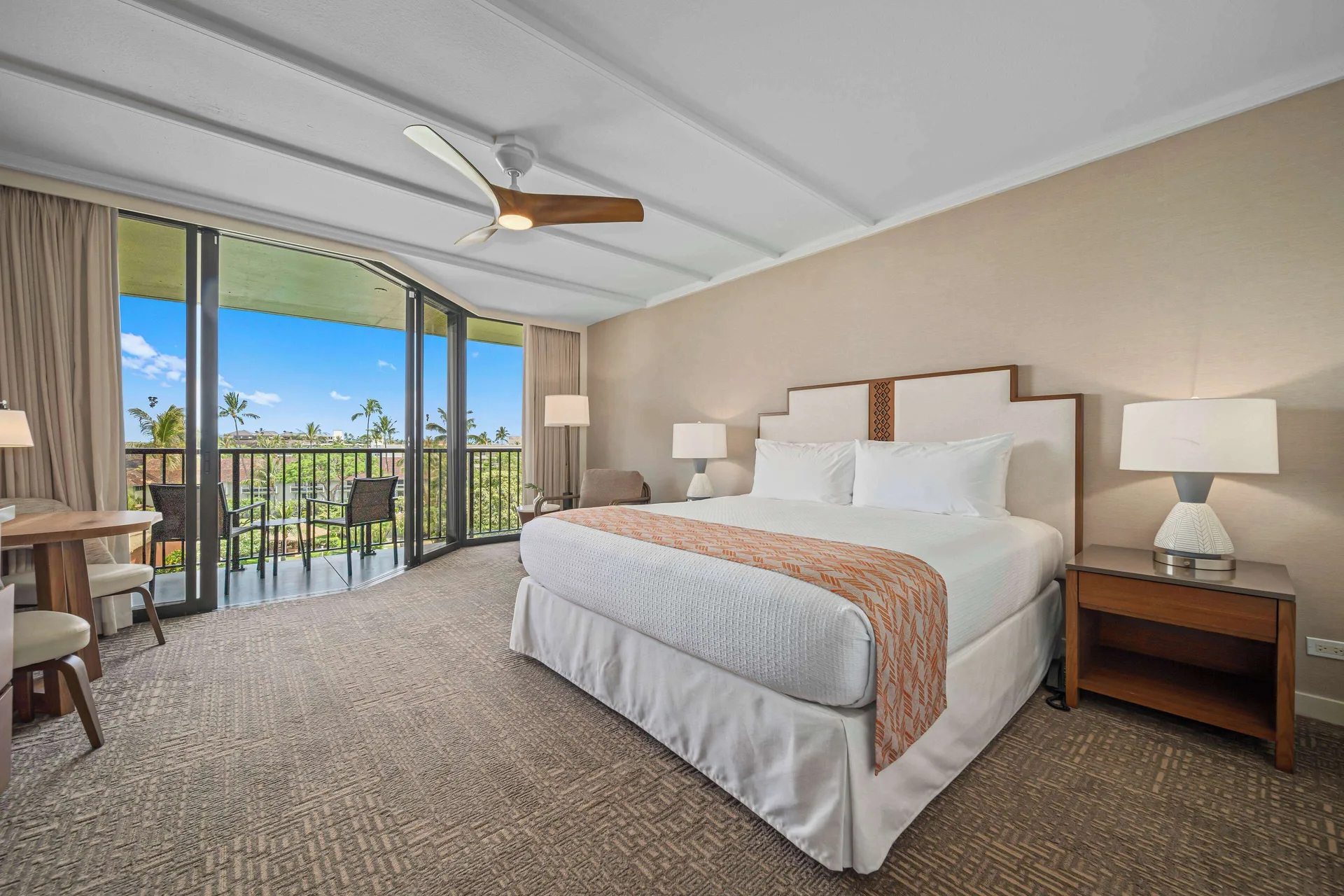 Premium Ocean View king room with balcony at Outrigger Kaanapali Beach Resort.