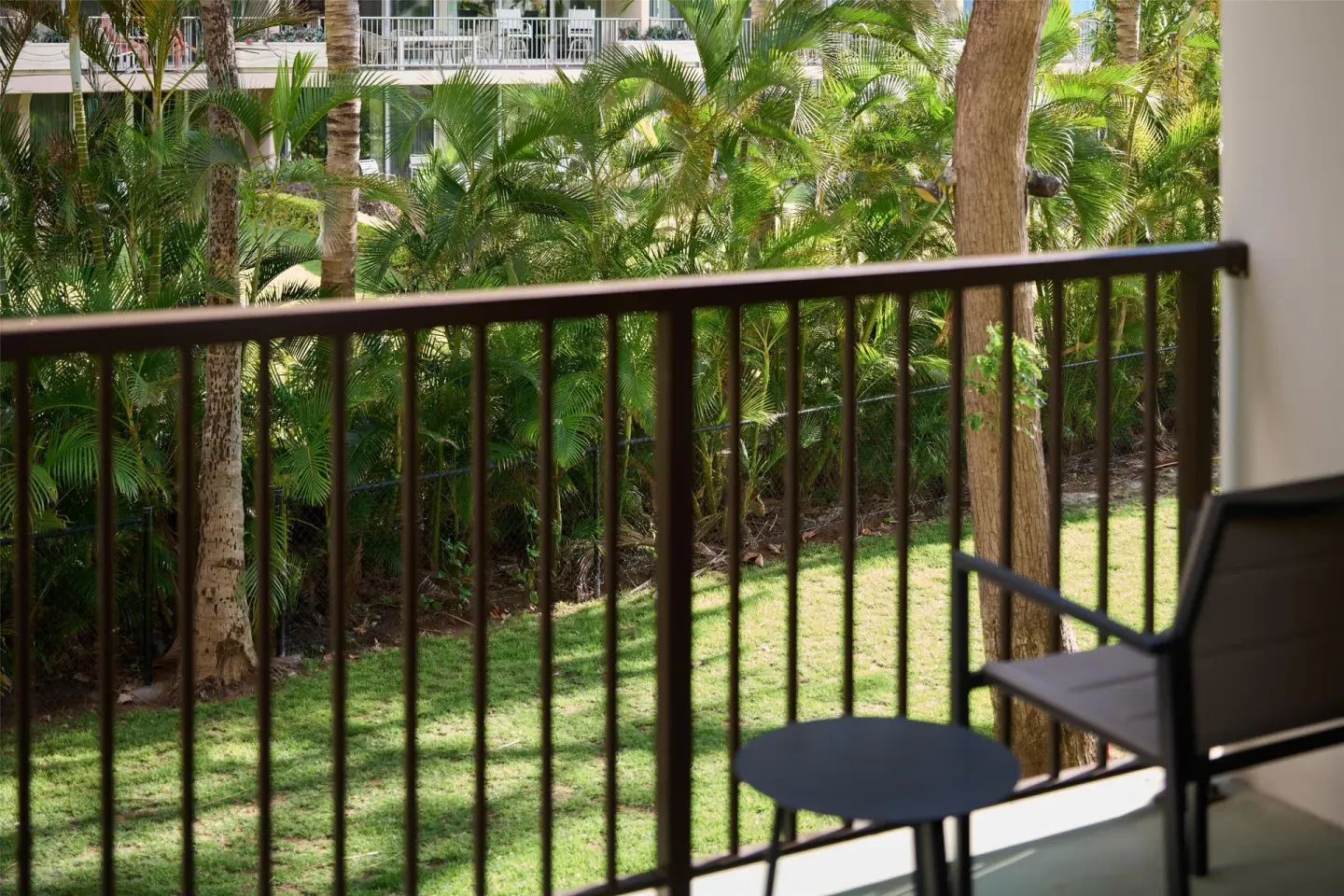 Premium Room Resort View balcony with palms at Outrigger Kaanapali Beach Resort.