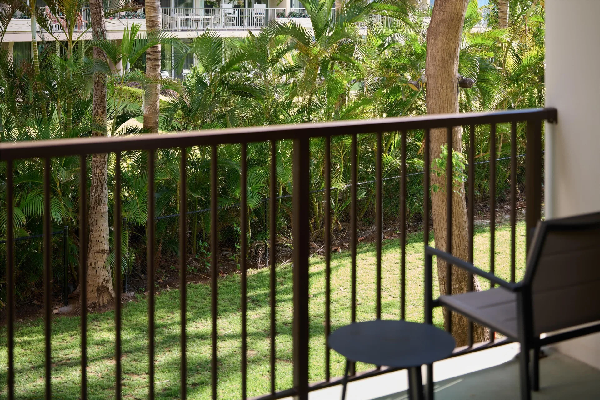 Premium Room Resort View balcony with palms at Outrigger Kaanapali Beach Resort.