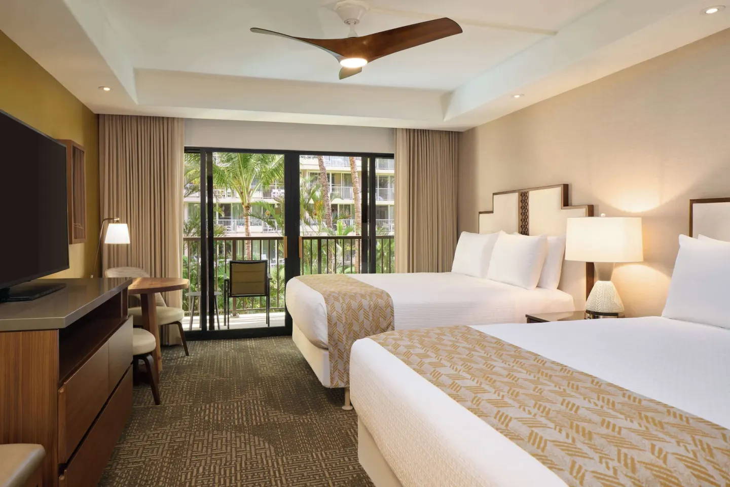 Premium Resort View room with two beds and balcony at Outrigger Kaanapali Beach Resort.