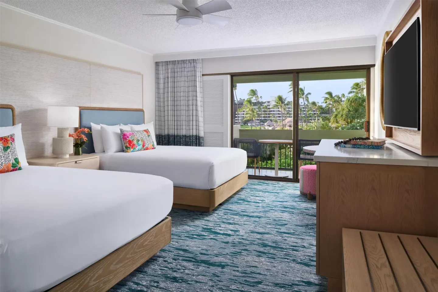 Signature Room Resort View with two beds and balcony at Outrigger Kaanapali Beach Resort.