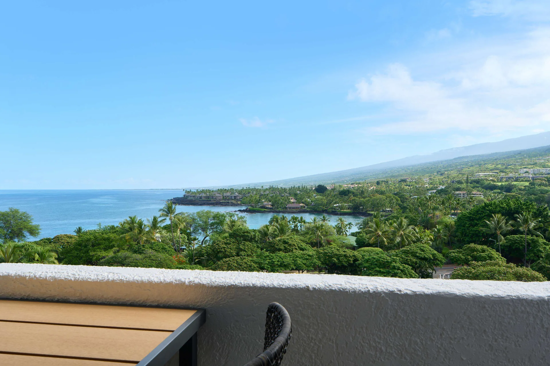 Balcony ocean view from an Ocean View Room at Outrigger Kona Resort and Spa.