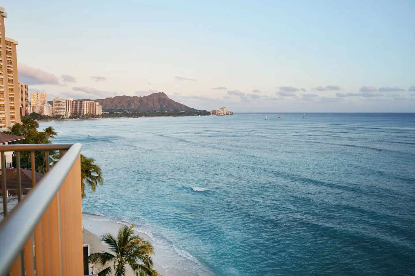 Waikiki ocean and Diamond Head view from OUTRIGGER Reef Waikiki Beach Resort.