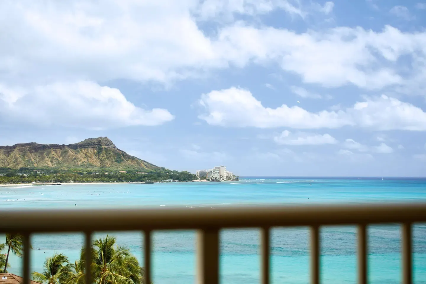 Oceanfront Waikiki and Diamond Head view from OUTRIGGER Reef Waikiki Beach Resort.