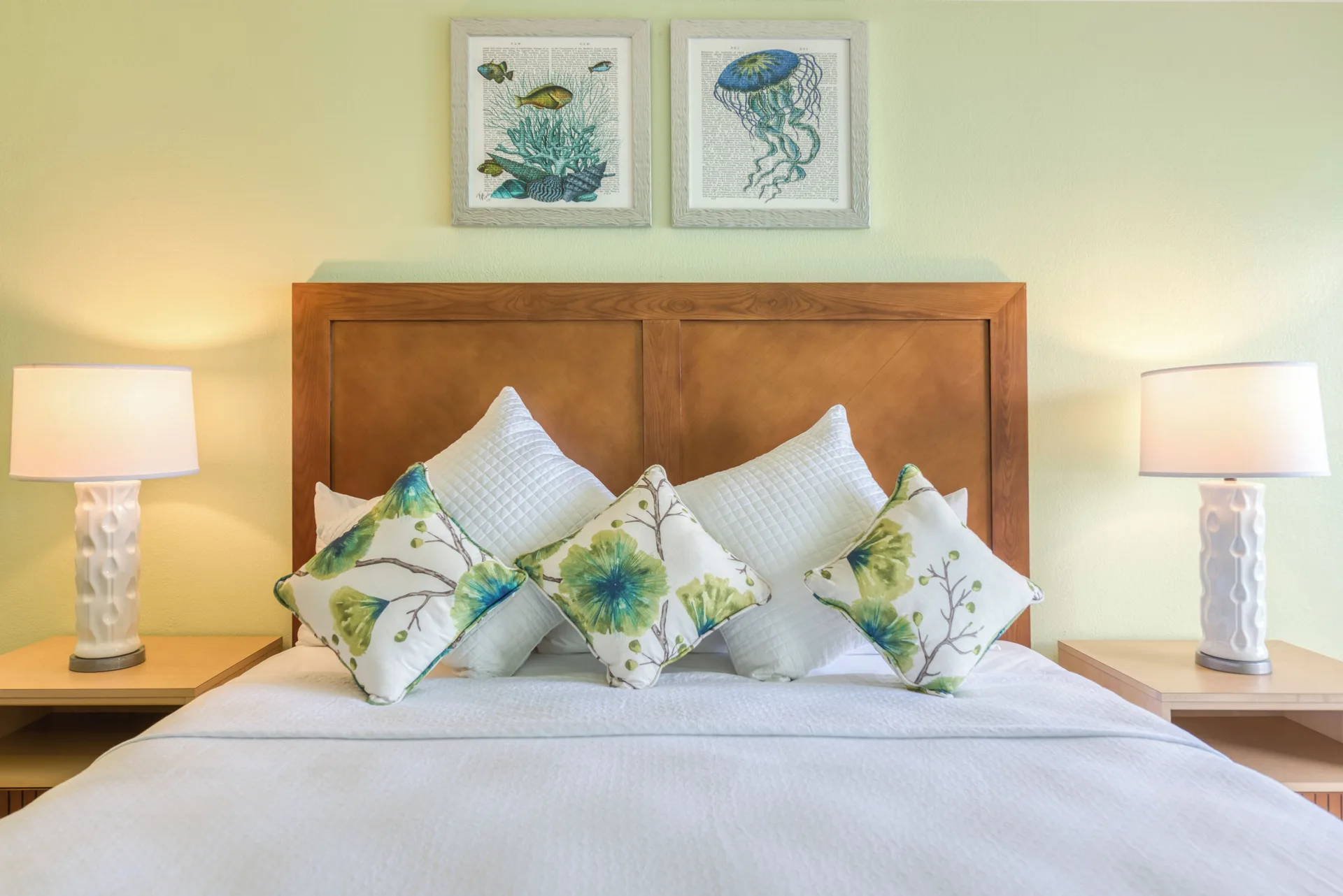 Studio One king bed at Oyster Bay Beach Resort with kitchenette and comfortable layout on St. Maarten's Dawn Beach.