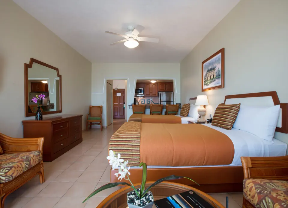 Standard Studio Suite with two beds and kitchenette at Paradise Village Beach Resort and Spa.