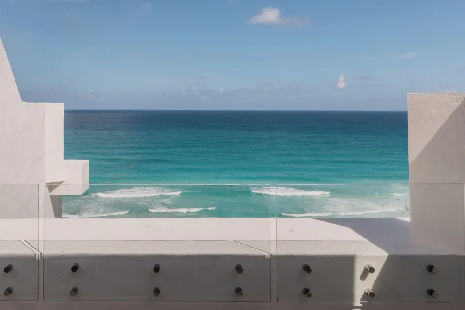Ocean view from a Family Concierge Junior Suite balcony at Paradisus Cancún.