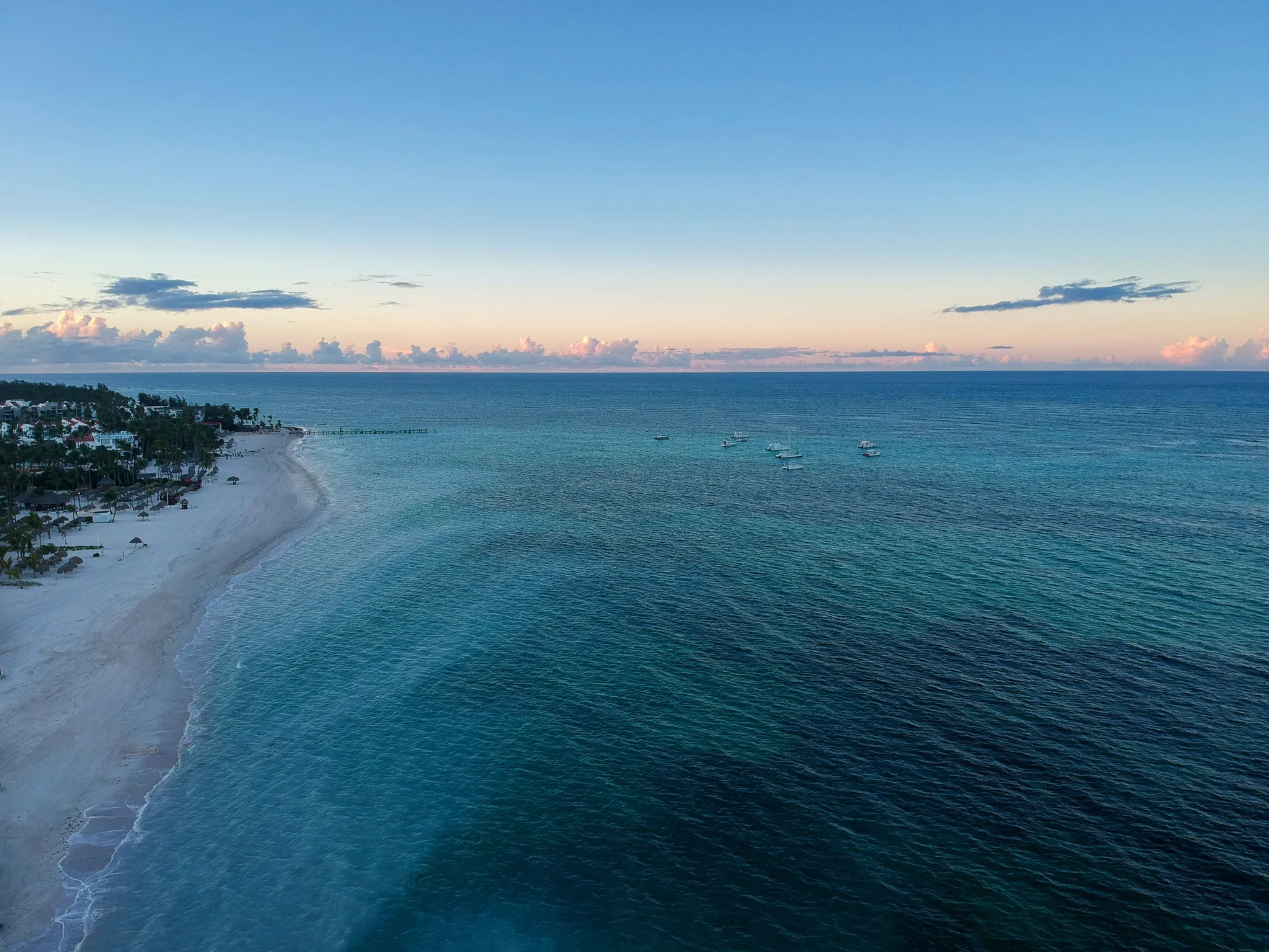 Aerial beach and turquoise ocean view near Paradisus Grand Cana.