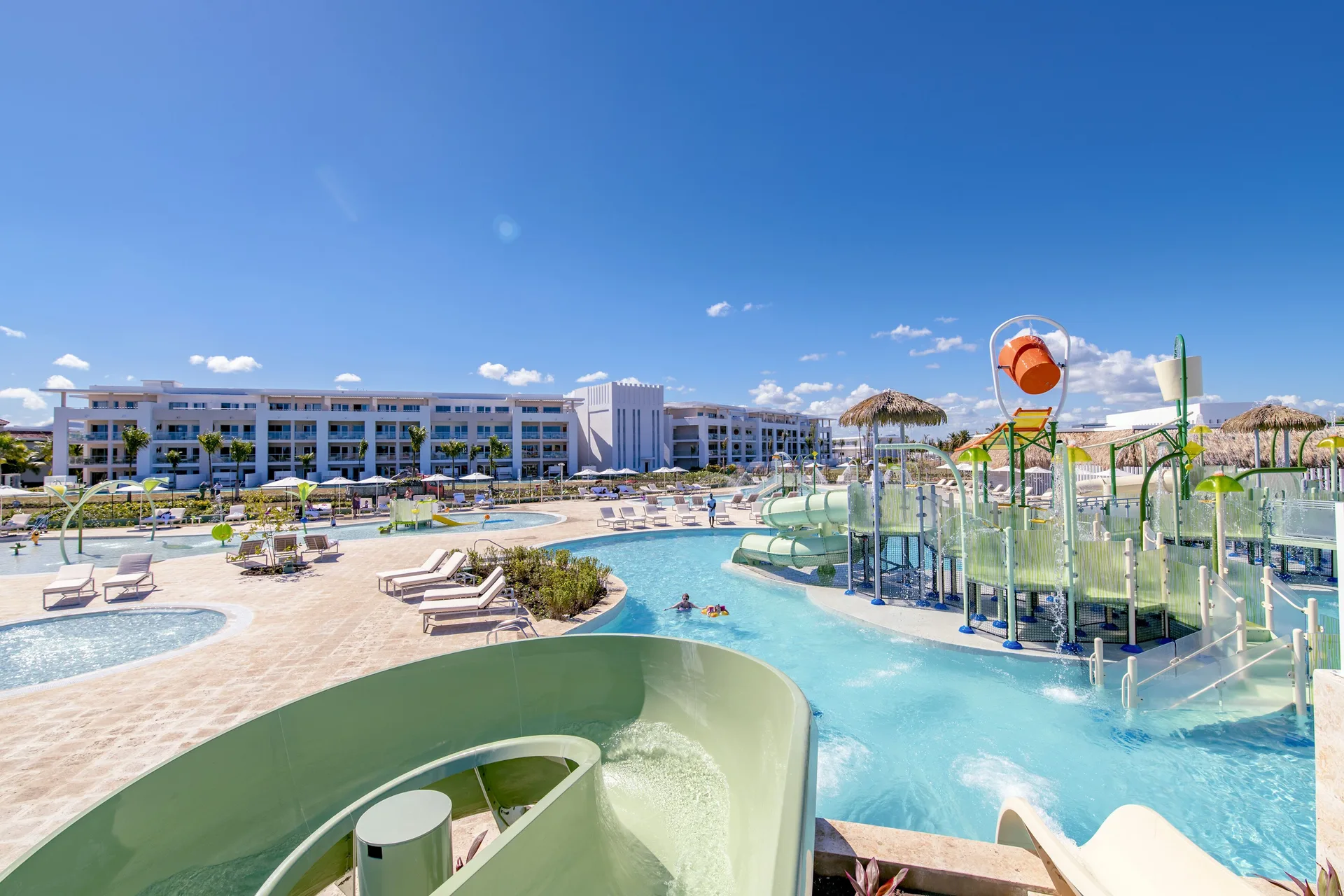 Water play area with slides and splash features at Paradisus Grand Cana.