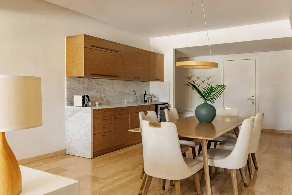 Family Concierge Master Suite dining area and kitchenette at Paradisus Grand Cana.