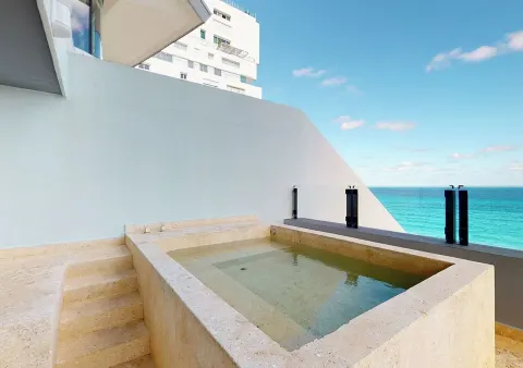 Private terrace plunge pool overlooking the Caribbean at Park Royal Beach Cancun.