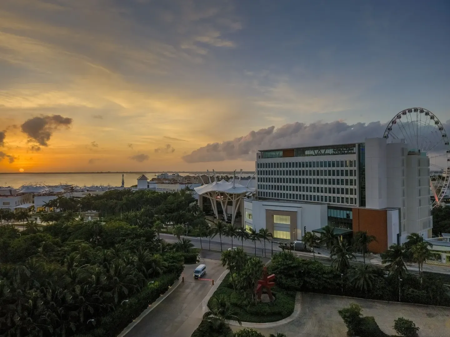 Sunset view over Cancun lagoon from Park Royal Beach Cancun.