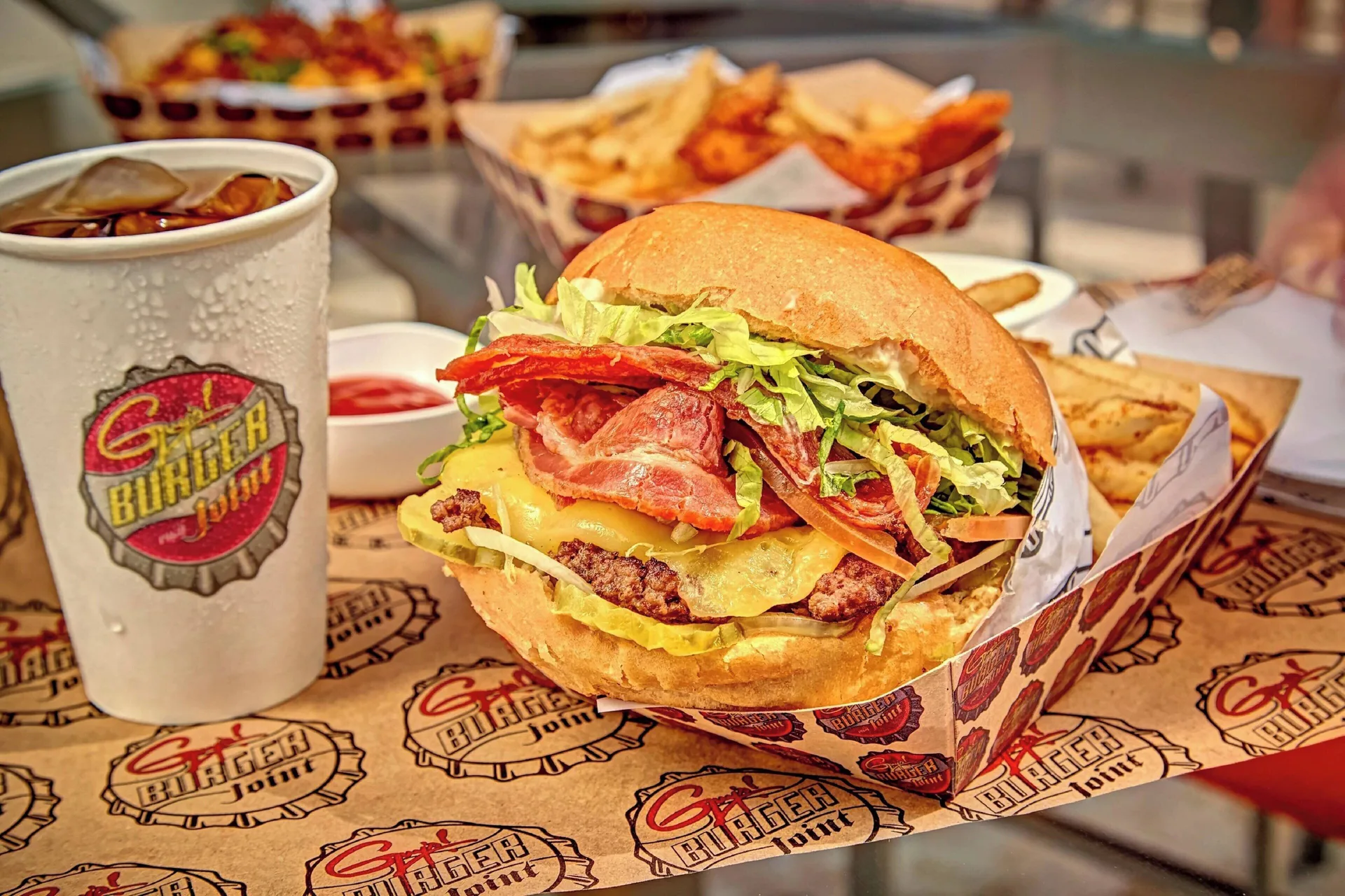 Burger, fries and soda from Guy's Burger Joint at Planet Hollywood Costa Rica.