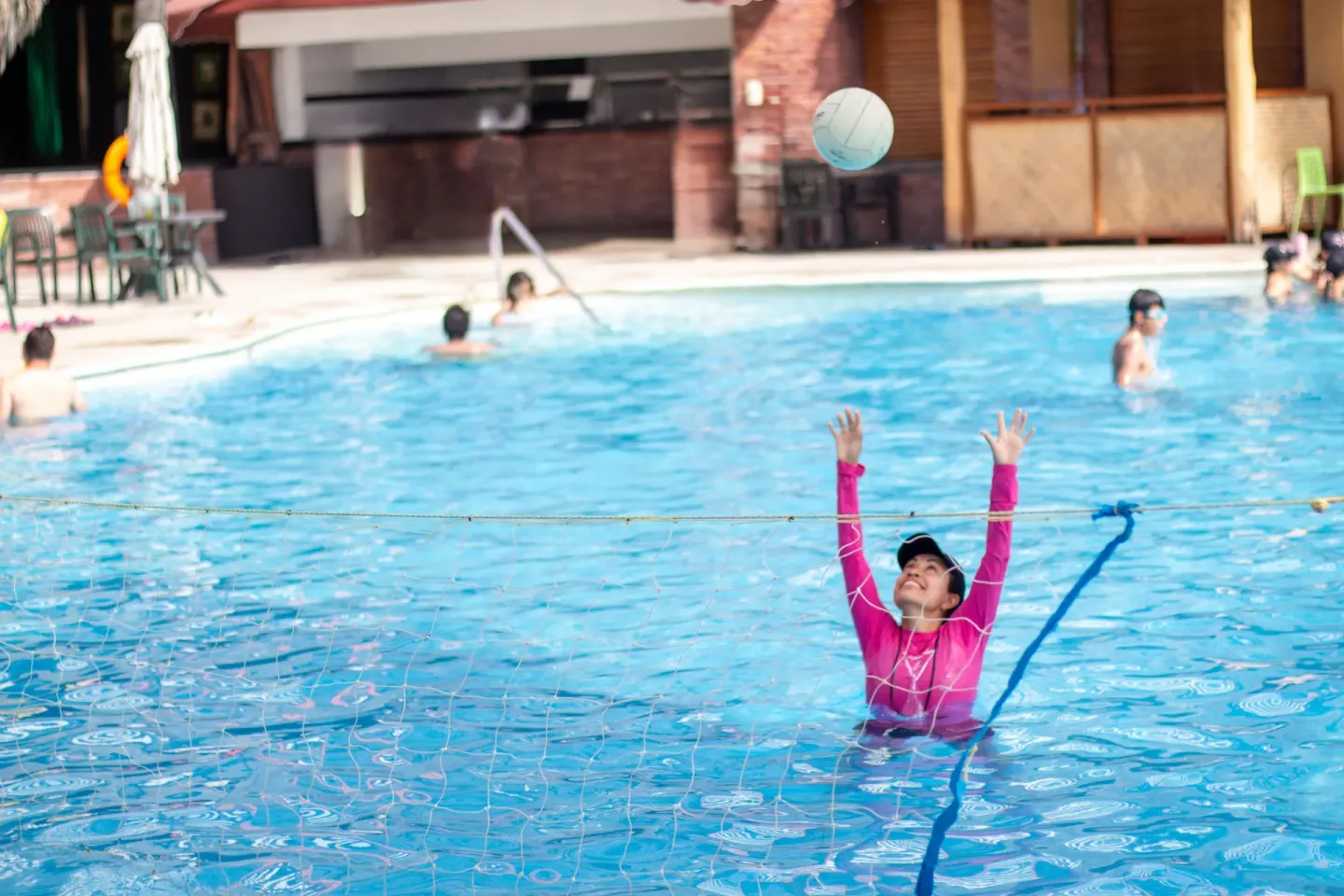 Pool volleyball game at Plaza Pelicanos Club Beach Resort.
