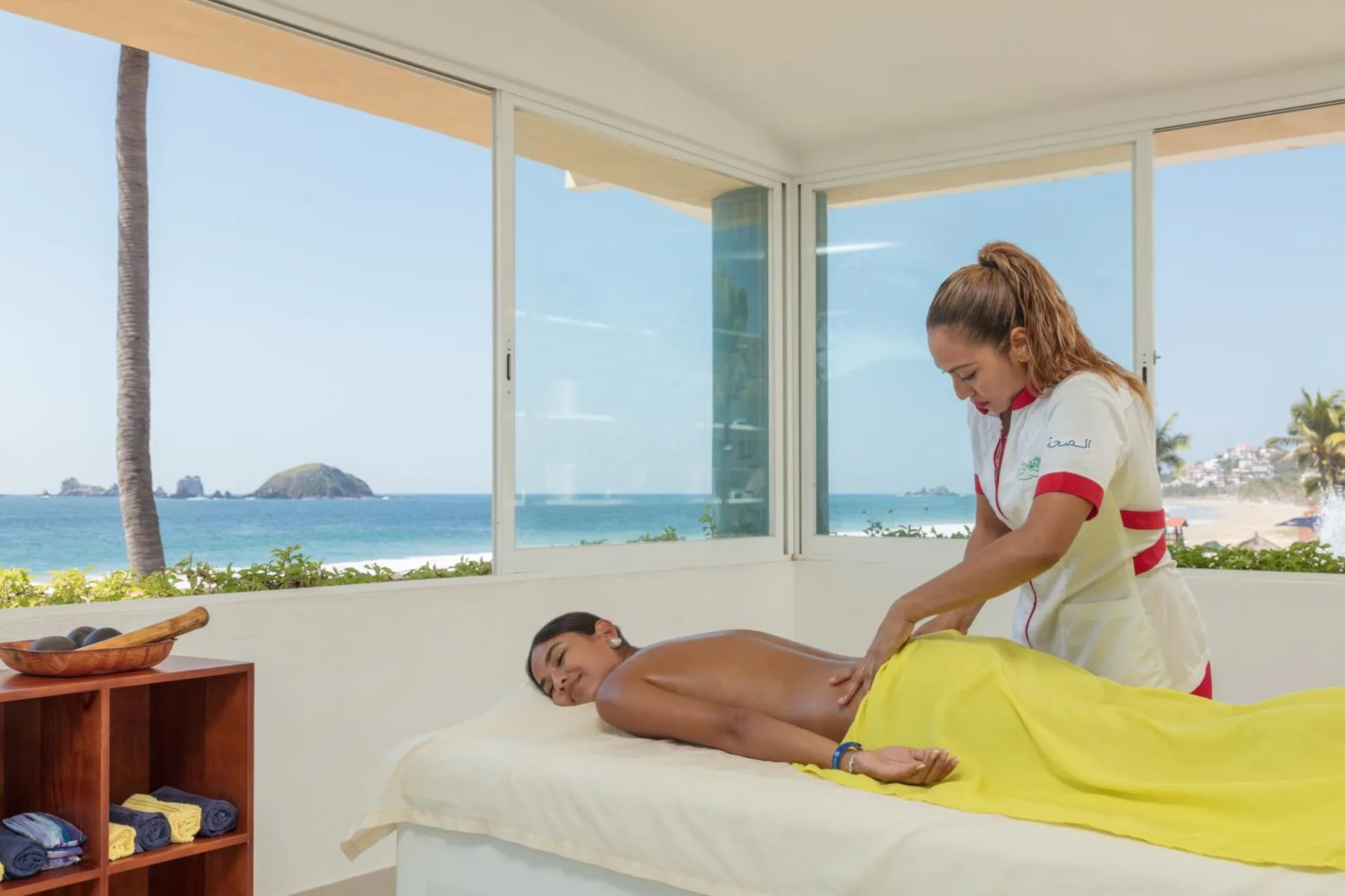 Massage treatment room with ocean views at Posada Real Ixtapa.