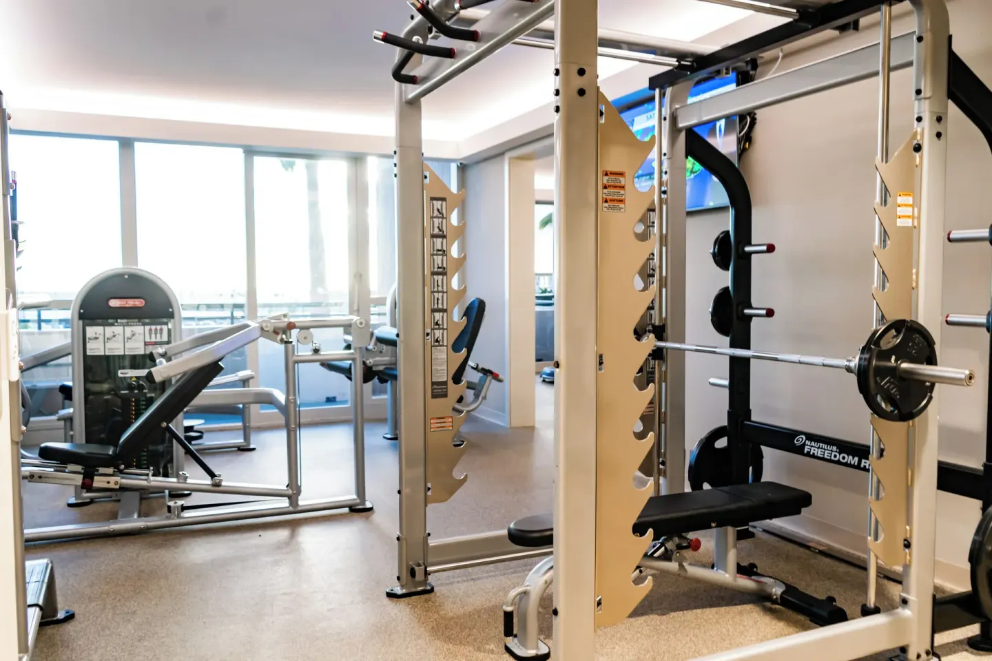 Fitness room with weight machines and strength equipment at Prince Waikiki.