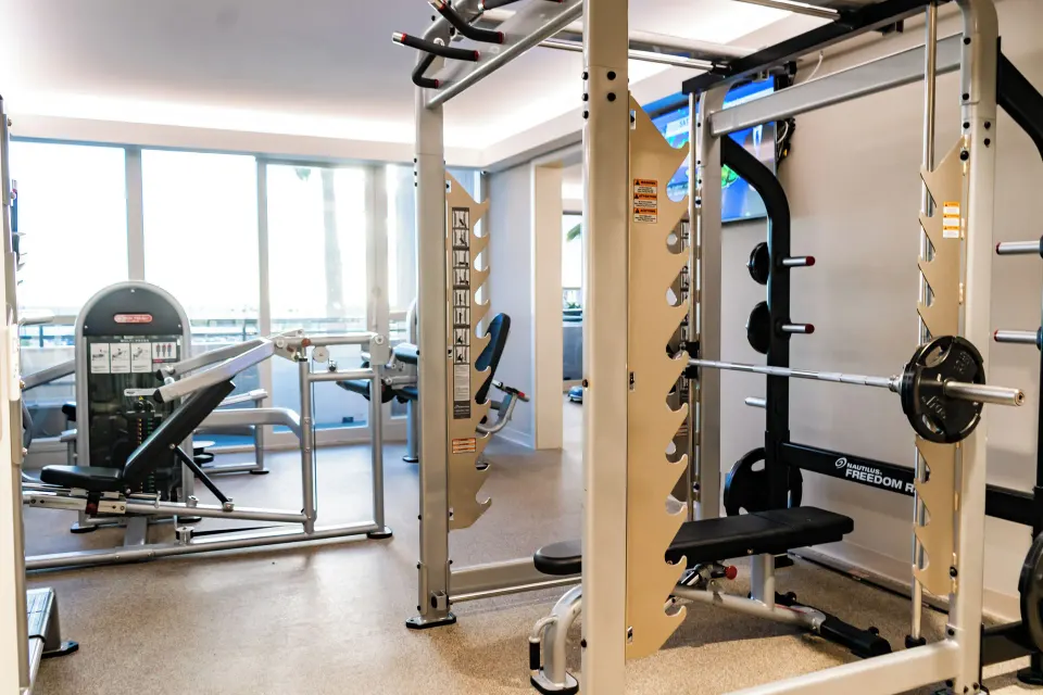 Fitness room with weight machines and strength equipment at Prince Waikiki.