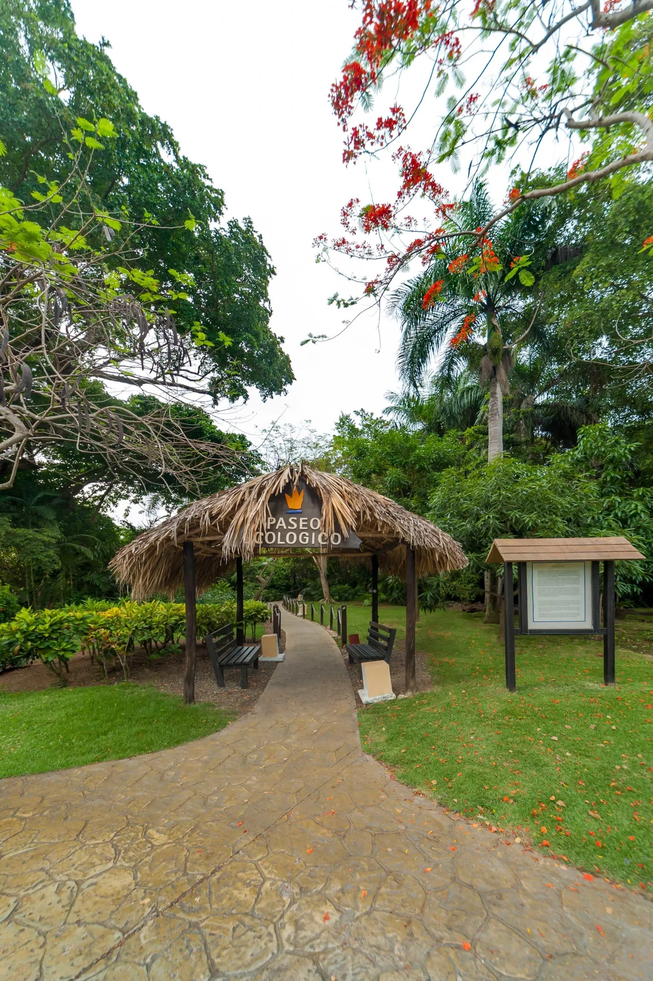 Thatched entrance to the ecological walkway at Princess Family Club Bavaro.