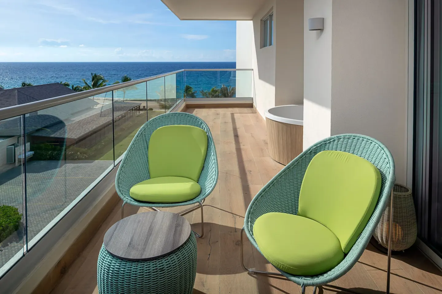 Imperial 1 Bedroom Master Suite ocean-view balcony at Princess Grand Jamaica Resort.