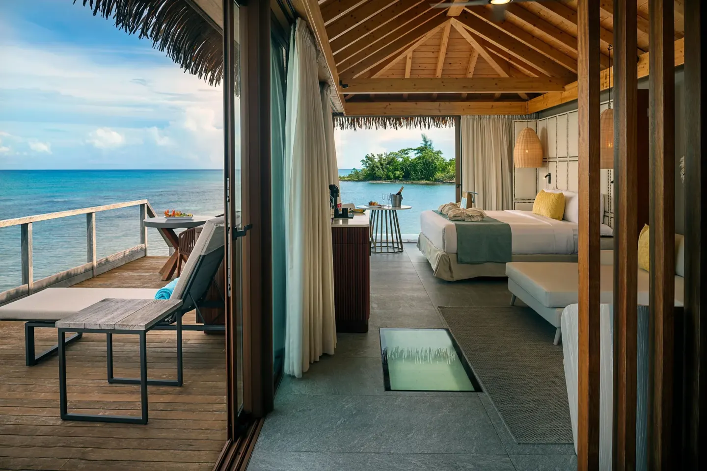 Overwater king room with deck and sea view at Princess Senses The Mangrove Resort.