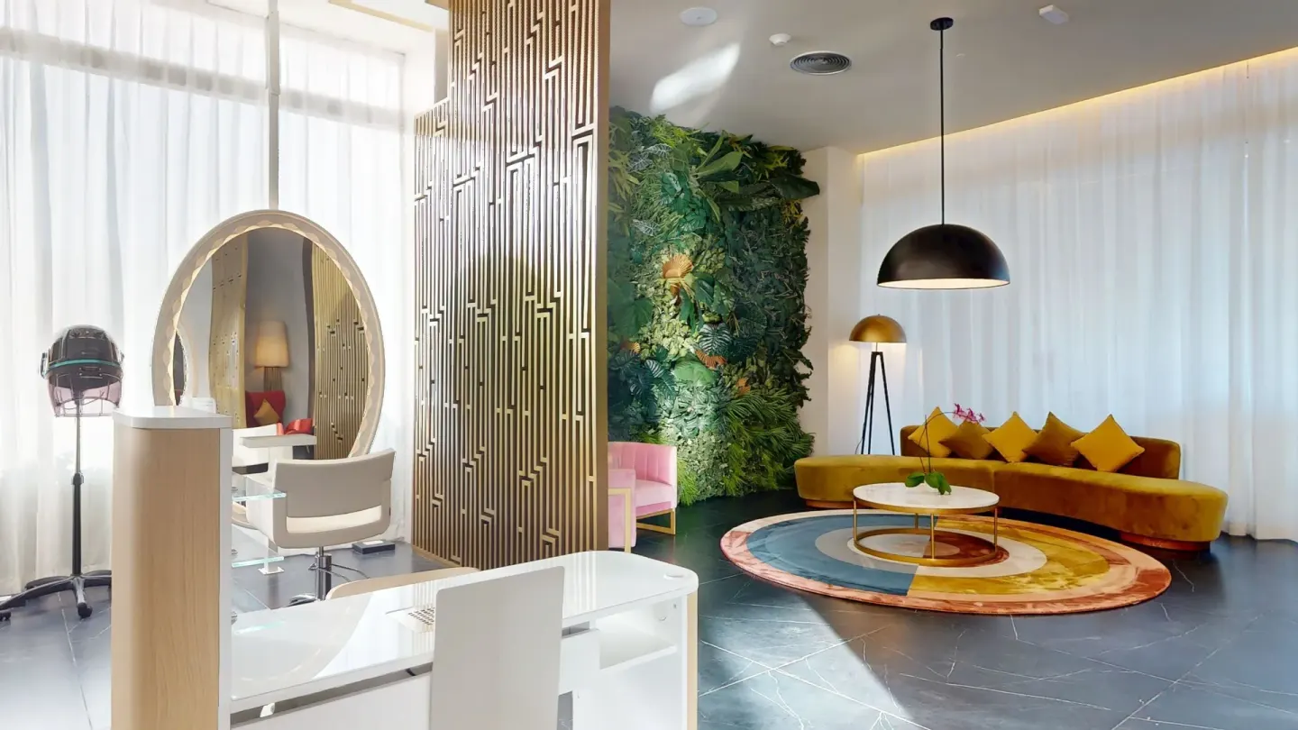 Salon seating and styling area at Princess Senses The Mangrove Resort.