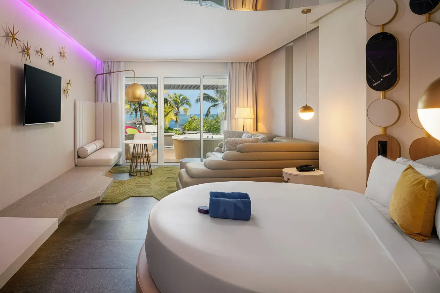 O'Club Swim Out Pleasure Junior Suite bedroom at Princess Senses The Mangrove Resort with terrace view.