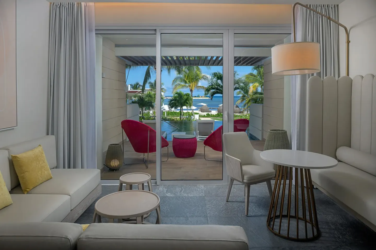 Swim Out Deluxe Junior Suite sitting area and terrace at Princess Senses The Mangrove Resort.