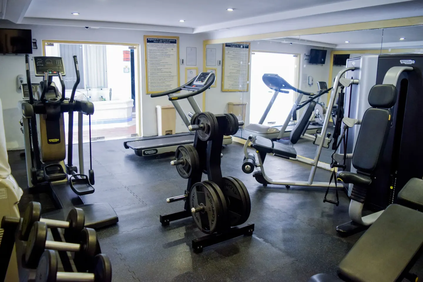 Fitness center with cardio and weight equipment at Pueblo Bonito Los Cabos Blanco.