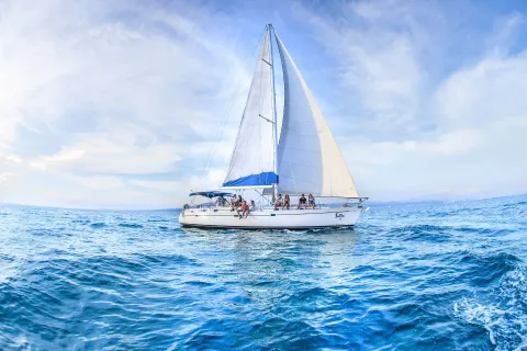 Sailboat on open blue water near Pueblo Bonito Los Cabos Blanco.
