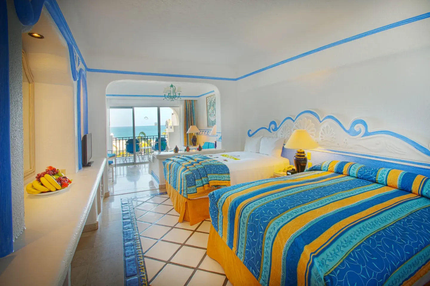 Junior Suite Ocean View with two beds and balcony at Pueblo Bonito Los Cabos Blanco.