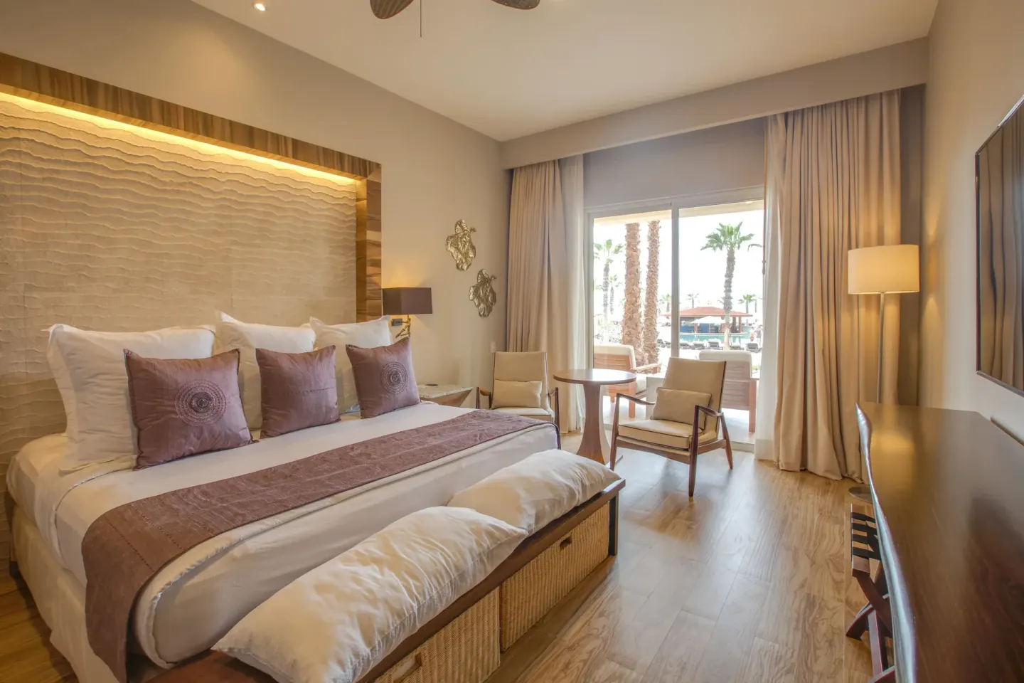 Towers Deluxe Ocean View Room with king bed at Pueblo Bonito Pacifica Golf & Spa Resort.