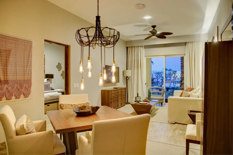 Towers Private Pool Suite living and dining room at Pueblo Bonito Pacifica Golf & Spa Resort.