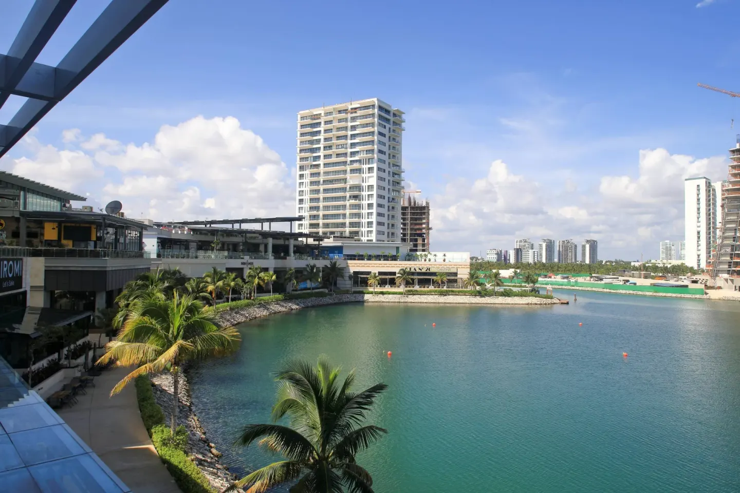 Marina water and nearby towers seen from Renaissance Cancun Resort & Marina.