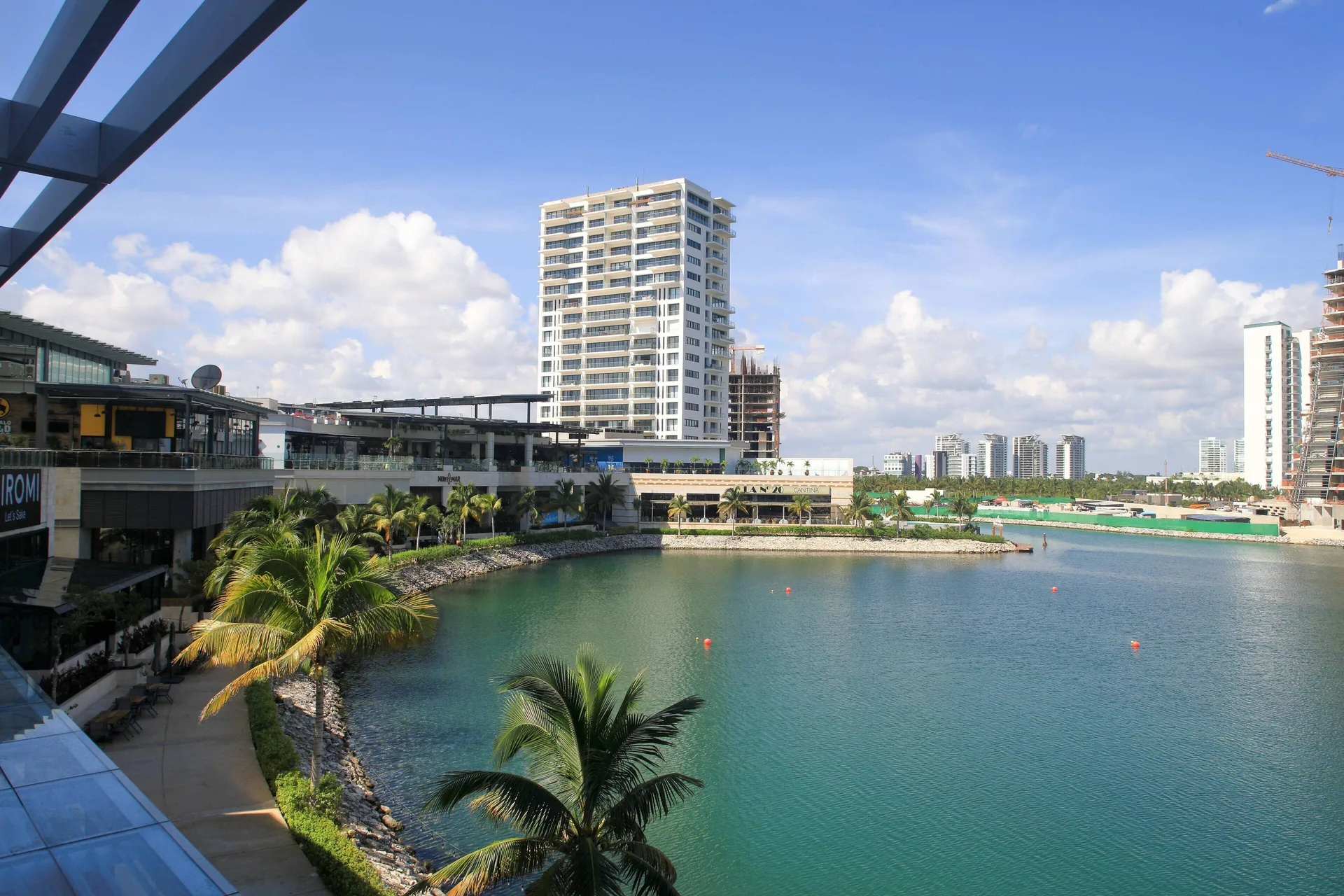 Marina water and nearby towers seen from Renaissance Cancun Resort & Marina.
