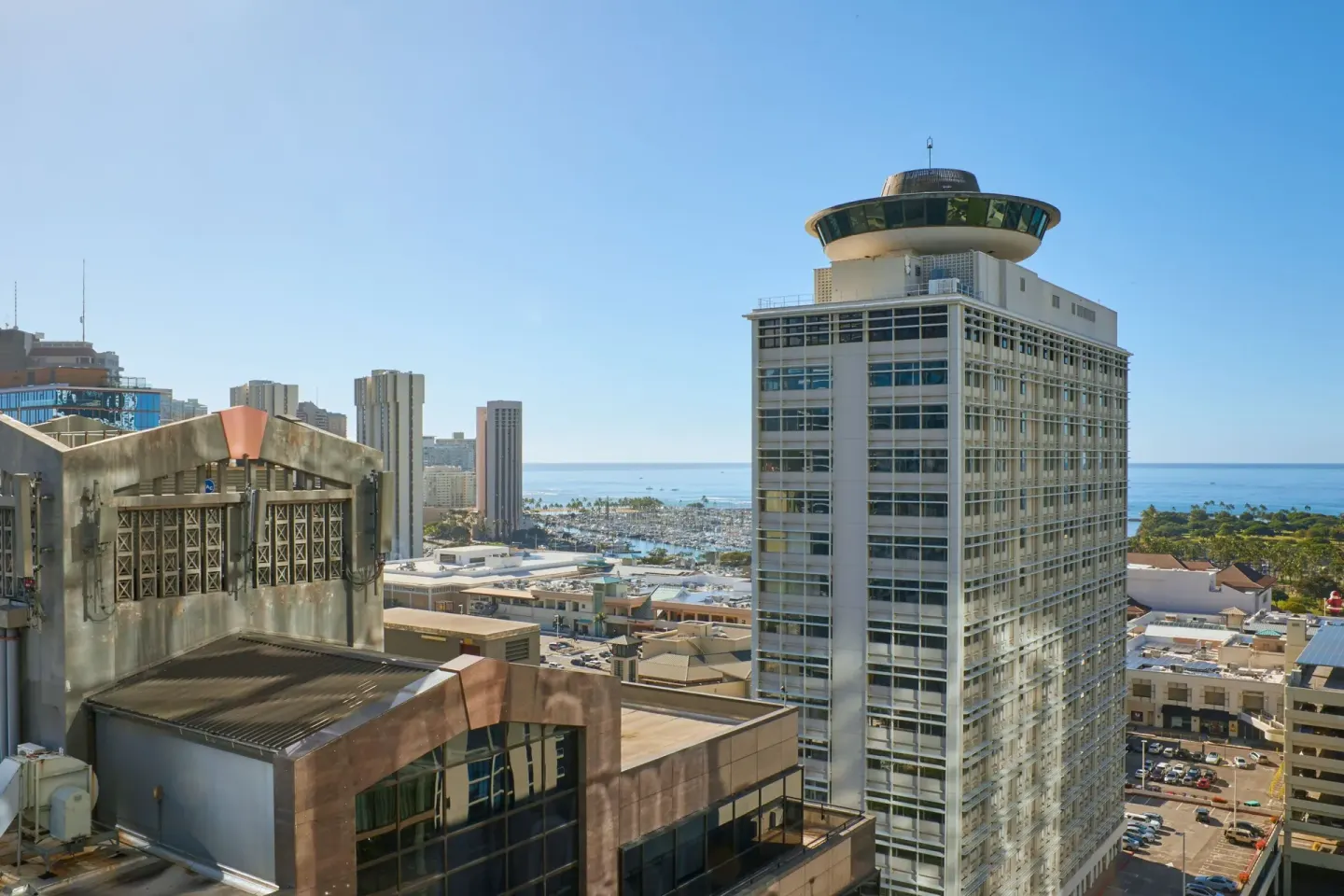 Honolulu skyline and ocean view from Renaissance Honolulu Hotel & Spa.