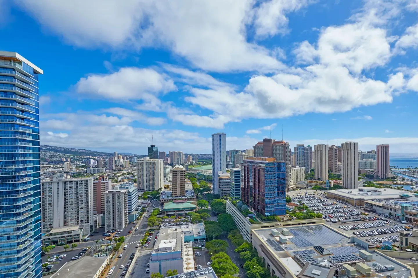 City skyline view from a City View Room at Renaissance Honolulu Hotel & Spa.