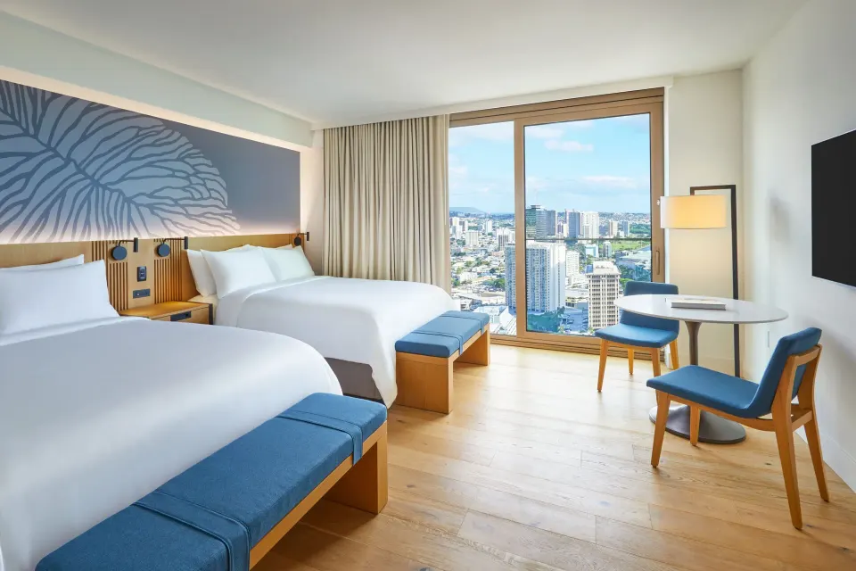 Ocean View Residence guest room with two beds at Renaissance Honolulu Hotel & Spa.