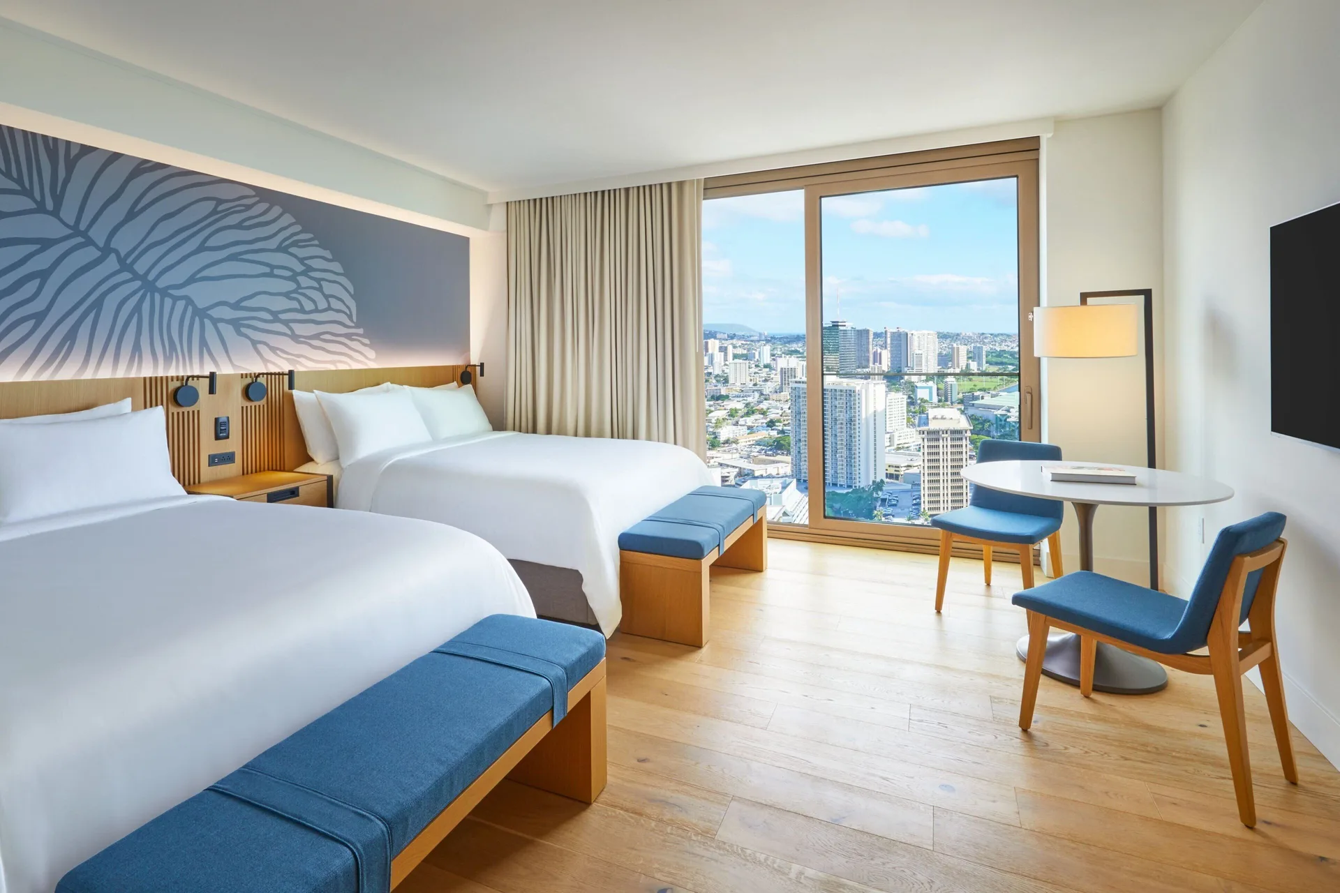 Ocean View Residence guest room with two beds at Renaissance Honolulu Hotel & Spa.