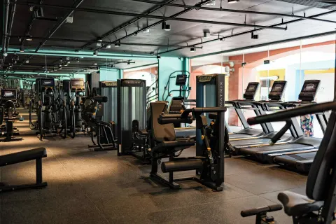 Fitness center cardio and strength equipment at Renaissance Wind Creek Curacao Resort.