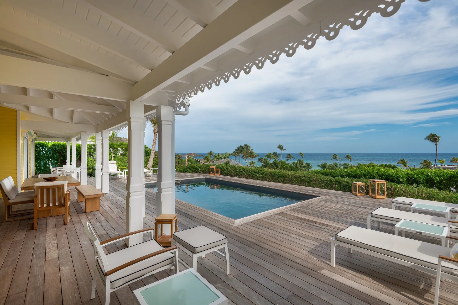 Bougainvillea Suite terrace and pool facing the sea at Rosewood Le Guanahani St Barth.