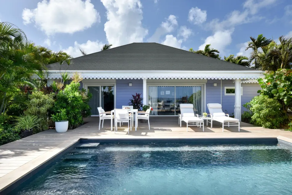 Garden View Pool Suite terrace and private pool at Rosewood Le Guanahani St Barth.