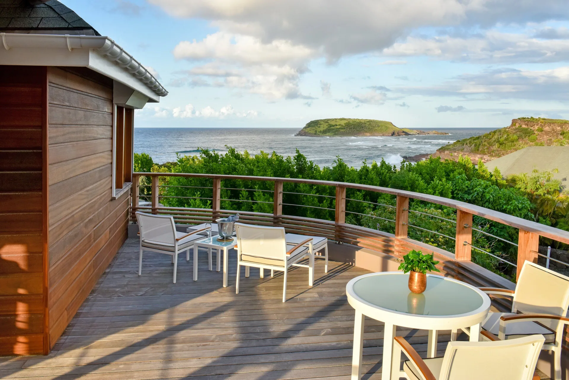 Wellness Junior Suite terrace with ocean view at Rosewood Le Guanahani St Barth.